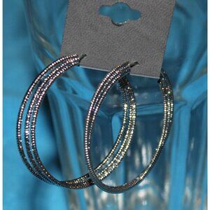 Express Silver Multi-Wire Hoop Earrings Vintage Y2K Deadstock